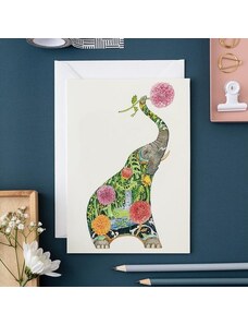 The DM Collection UK Autorská pohlednice Elephant with Flowers 12 x 17