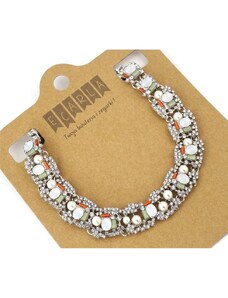 Bílý křišťálový náhrdelník s perlou