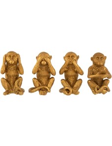 Set čtyř zlatých dekorativních sošek J-Line Honui 12 cm