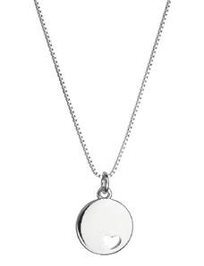 EVOLUTION GROUP Stříbrný náhrdelník s přívěskem placička se srdíčkem 62006