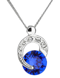 EVOLUTION GROUP Stříbrný náhrdelník s krystaly Swarovski modrý kulatý 32048.3 majestic blue