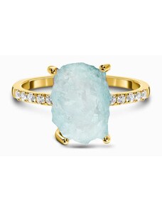 Royal Exklusive Royal Fashion prsten 14k zlato Vermeil GU-DR15554R-YELLOWGOLD-AQUAMARINE-TOPAZ