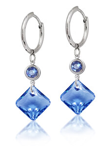 Jewellis ČR Jewellis ocelové visací náušnice Princess Cut s krystaly Swarovski - Sapphire