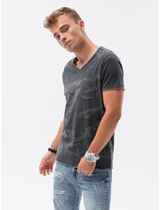 Ombre Clothing Pánské tričko - šedá-camo S1616