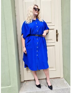 TURECKÁ MÓDA Maxi korálově modré šaty MALE s krátkým rukávem
