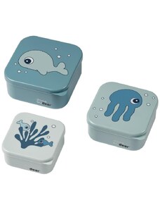 Set tří modrých plastových svačinových boxů Done by Deer Sea friends