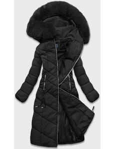 S'WEST Dlouhá černá klasická dámská zimní bunda (B8075-1)