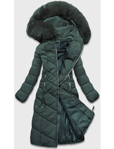 S'WEST Dlouhá zelená klasická dámská zimní bunda (B8075-10)