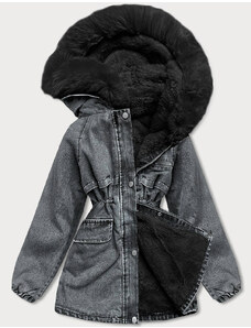 S'WEST Černá dámská džínová bunda s kožešinovou podšívkou (BR8048-101)