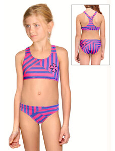Ramisport Dívčí sportovní plavky dvoudílné PD661 t163 růžovomodrá