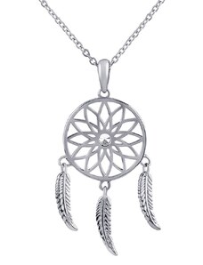 Silvego Stříbrný náhrdelník s přívěskem lapač snů a mandalou Trin s Brilliance Zirconia JJJ1185N