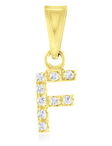 GEMMAX Jewelry Zlatý přívěsek Písmenko F se zirkony GLPYB-56591