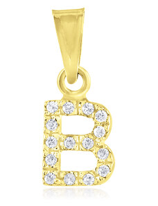 GEMMAX Jewelry Zlatý přívěsek Písmenko B se zirkony GLPYB-56561