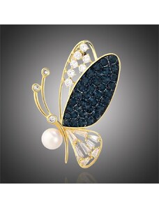 Éternelle Luxusní brož Swarovski Elements Gina Gold - motýl, perla