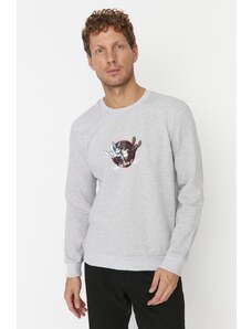 Trendyol Men's Gray Regular/Normal Fit Crew Neck Looney Tunes Licensed Sweatshirt