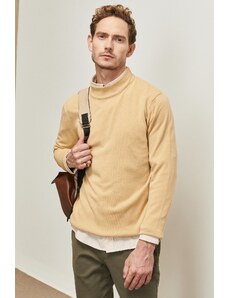 AC&Co / Altınyıldız Classics Men's Beige Anti-Pilling Standard Fit Normal Cut Half Turtleneck Knitwear Sweater.