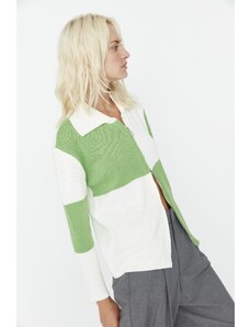 Trendyol zelený zip Detailní pletený svetr