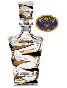 SkloBižuterie Skleněná láhev ručně zlacená 750ml - křišťálové sklo Bohemia Crystal