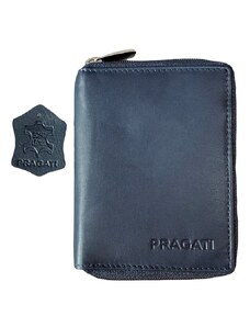 Pánská kožená peněženka se zipem pragati tmavě modré