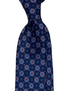 Kolem Krku Tmavě modrá kravata Soft Silk s vínovým vzorem