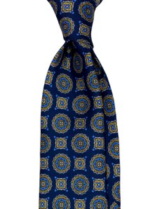 Kolem Krku Tmavě modrá kravata Soft Silk s geometrickým vzorem
