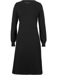 bonprix Pletené šaty z recyklované bavlny Černá