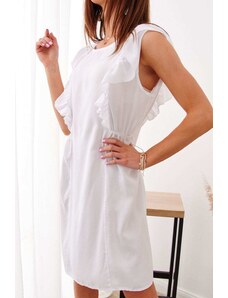 FASARDI Jemné bílé letní šaty s volánky