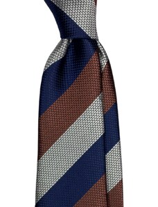 Kolem Krku Modro-hnědo-bílá kravata s proužky