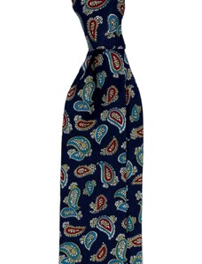 Kolem Krku Tmavě modrá bavlněná kravata s paisley