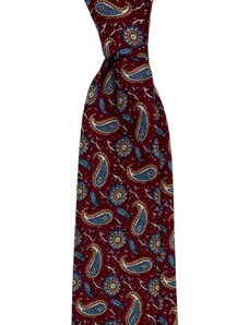 Kolem Krku Tmavě červená bavlněná kravata s paisley