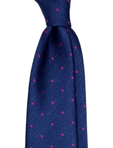 Kolem Krku Modrá kravata s růžovými puntíky