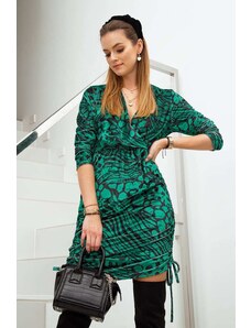 FASARDI Velurové zelené šaty s řasením