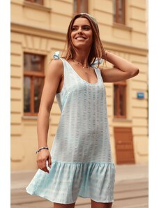 FASARDI Modré pruhované letní šaty na ramena