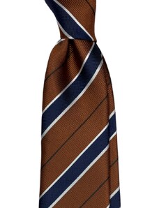 Kolem Krku Tmavě oranžová kravata s modrými proužky