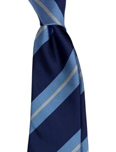 Kolem Krku Tmavě modrá kravata s bílými a modrými proužky