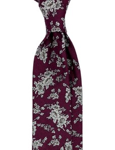 Kolem Krku Vínová bavlněná kravata s květy