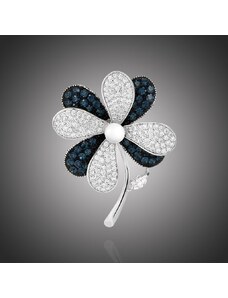 Éternelle Luxusní brož se zirkony a perlou Lisa - květina