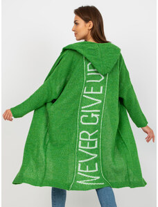 Fashionhunters OCH BELLA zelený dlouhý kardigan s kapucí