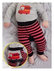 Denokids Fire Brigade Baby Boy Knitted Striped Tights-Pants