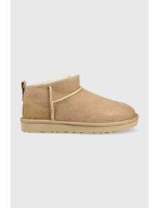 Semišové sněhule UGG W Classic Ultra Mini hnědá barva, 1116109.SAN