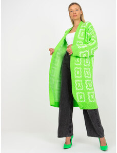 Fashionhunters Fluo zelený dlouhý oversize cardigan RUE PARIS