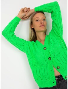 Fashionhunters Fluo zelený prolamovaný letní svetr s knoflíky RUE PARIS