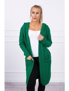 MladaModa Kardiganový svetr s kapucí a kapsami model 2019-24 zelený