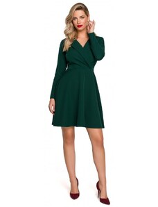 K138 Skeater šaty s límečkem - lahvově zelené