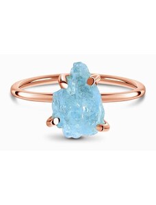 Royal Exklusive Royal Fashion prsten 14k zlato Vermeil GU-DR15849R-ROSEGOLD-AQUAMARINE