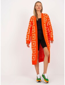 RUE PARIS ORANŽOVÝ DLOUHÝ OVERSIZED KARDIGAN -ORANGE Oranžová