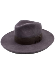 Dámský klobouk vlněný od Fiebig s širší krempou - tmavě šedý s šedou stuhou
