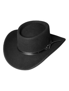 Stars and Stripes Westernový černý klobouk s koženým řemínkem - Bad Beat