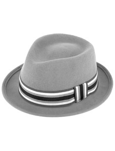 Trilby klobouk vlněný Fiebig - šedý s rypsovou stuhou