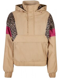 URBAN CLASSICS Ladies AOP Mixed Pull Over Jacket - unionbeige/darkleo/w.